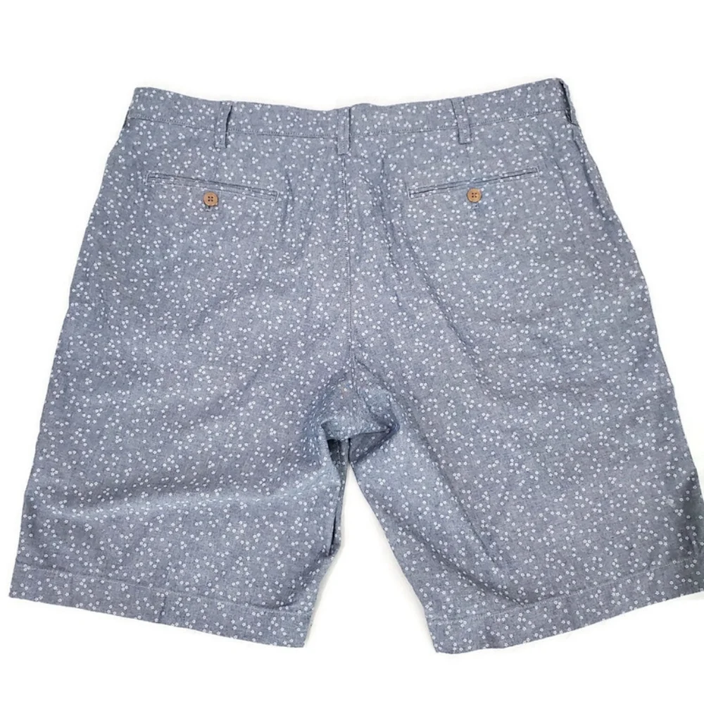 J. Crew Shorts Mens 38 Blue Floral Rivington Flat Front Casual Cotton Chino